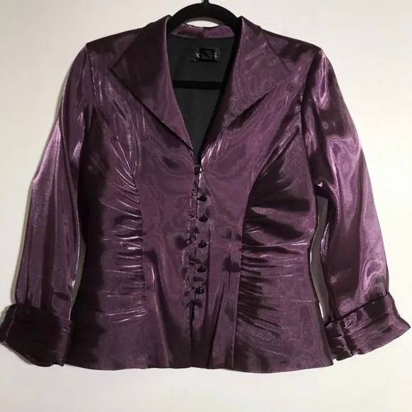 Product image for Xscape Purple Satiny Button Top/Jacket