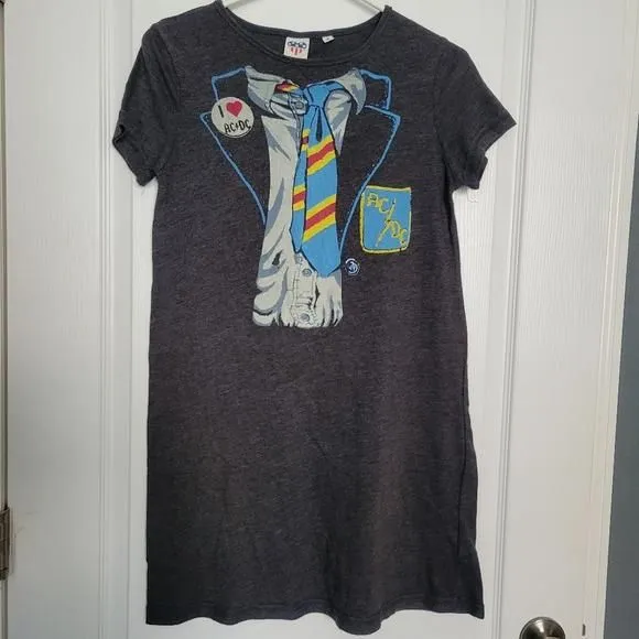 Product image for Junk Food I Love AC/DC Grey Short Sleeve Sleep Top Nightgown