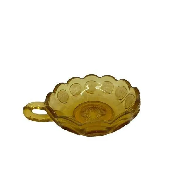 Product image for Vintage Fostoria Amber Coin Dot Glass Nappy Dish Bowl Eagle Torch Americana EUC
