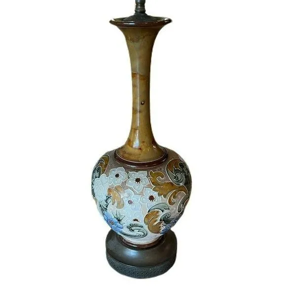 Product image for Vtg Japanese Chinese Moriage Table Lamp Colorful Flowers Original Bird Final