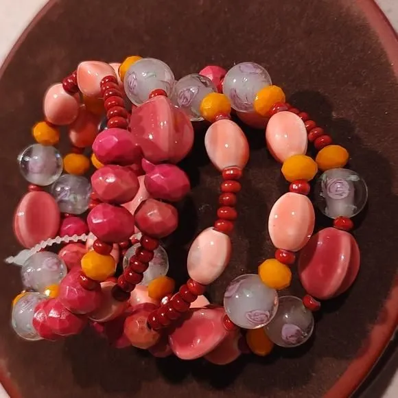 Product image for *2)Coil beaded flexible bracelet