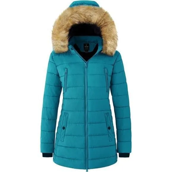 Product image for Women's Warm Winter Coat Heavy Puffer Jacket Parka with Fur Trimmed Hood
