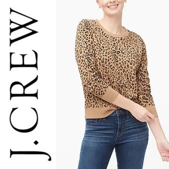 Product image for J Crew Leopard Crewneck Sweatshirt Size S