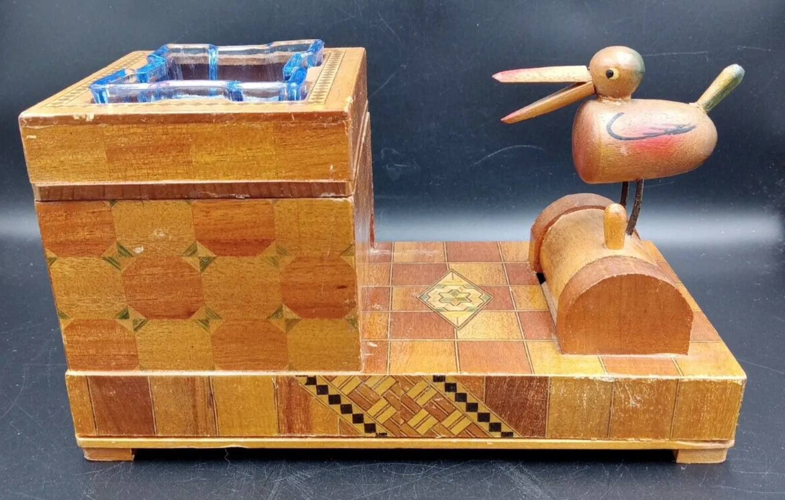Vtg Whimsical Wood Inlay Folk Art Marquetry Mechanical Bird Cigarette Box  Ashtra · Whatnot: Shop, Sell, Connect