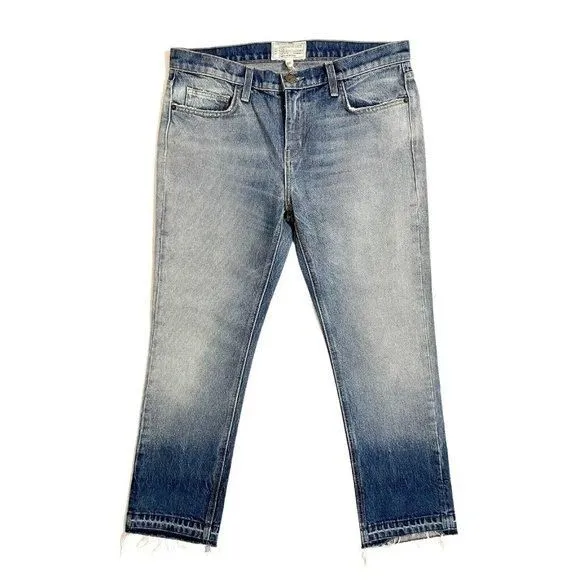 Product image for CURRENT/ELLIOTT Crop Jeans Ombre Released Hem Cotton Denim SZ 28 NEW
