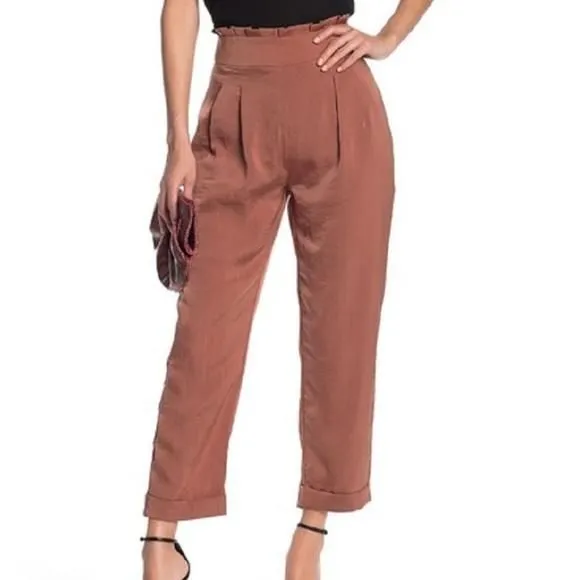 Product image for LINE & DOT Ali Paperbag Brown High Waist Pants