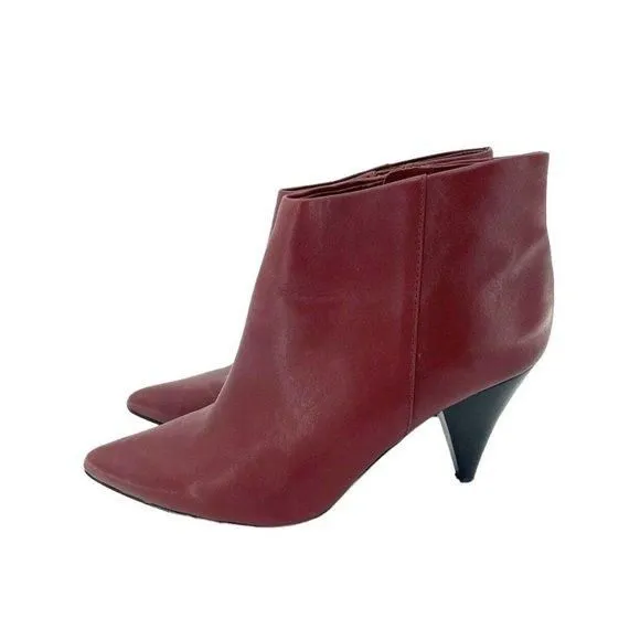 Product image for VINCE CAMUTO Adriela Ankle Booties Red Leather Pointed Toe Cone Heel SZ 7.5