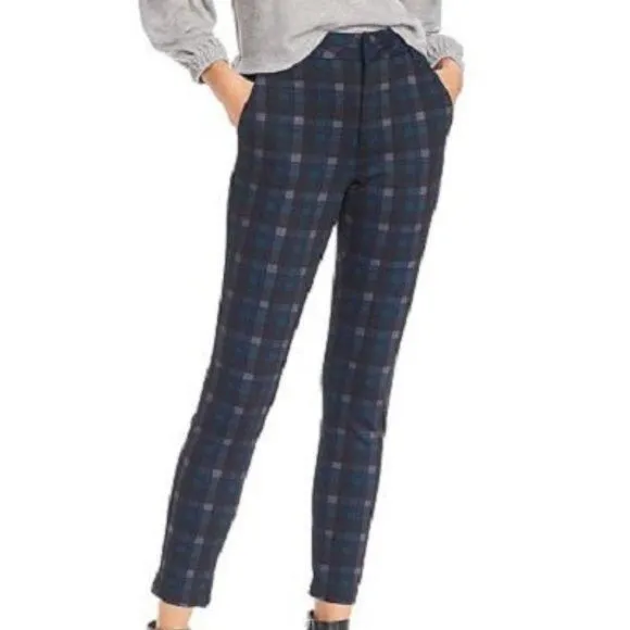 Product image for Bloomingdales AQUA Plaid Navy Green Slim Pants