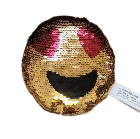 Product image for Heart Eye Emoji Sequin Mini Pillow