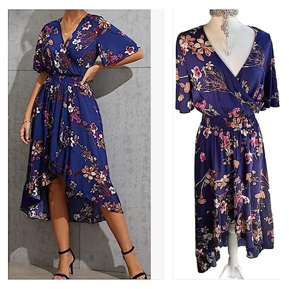 Product image for Smocked Waist Floral High Low Dress B18