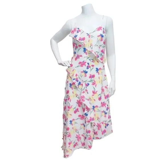 Product image for Banana Republic Women’s Sz 0 Floral Multicolor Asymmetrical Hem Strappy Dress