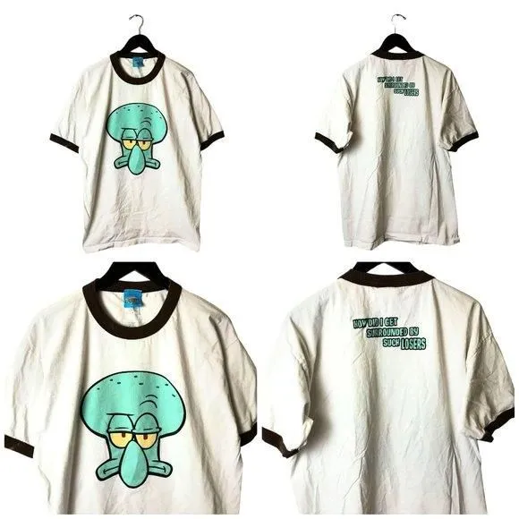 Product image for 2002 Vintage Nickelodeon Squidward Cartoon Character T Shirt 00s Sarcasm XL