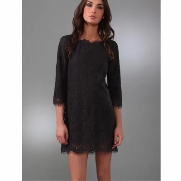 EUC Joie Black sheer lacy Portia shift dress S1