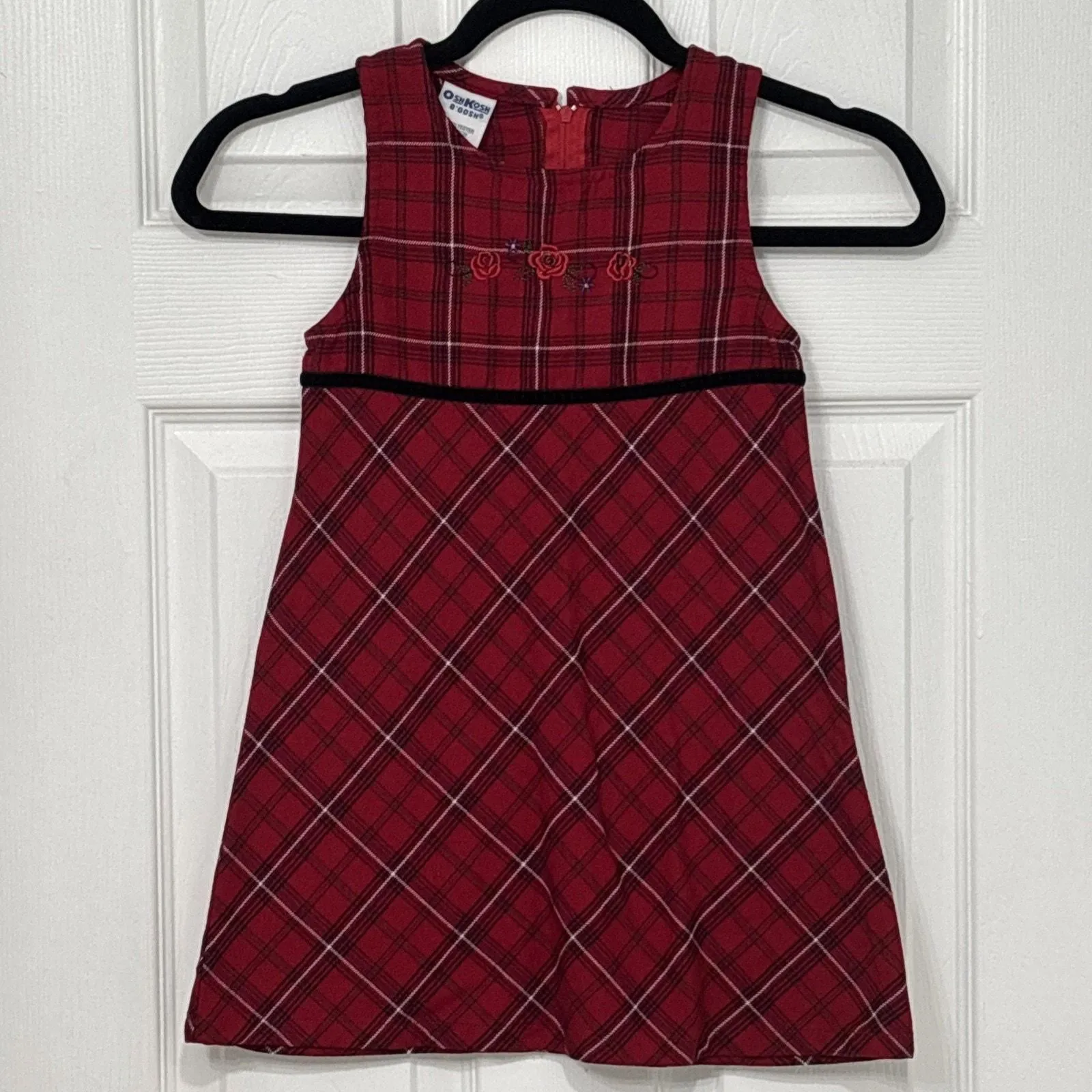vtg oshkosh Christmas Floral Embroidery Holiday Black Velvet Detail Jumper  Dress - Oshkosh  Whatnot: Shop, Sell, Connect