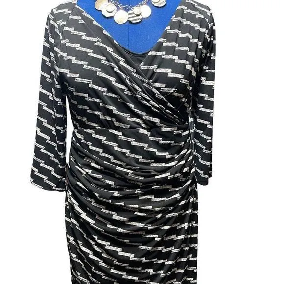 black dress ashley stewart Lace Trimmed Velvet Dress – Ashley Stewart main image 0
