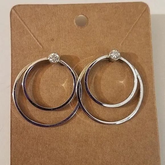 Product image for Pretty Silvertone and cz earrings