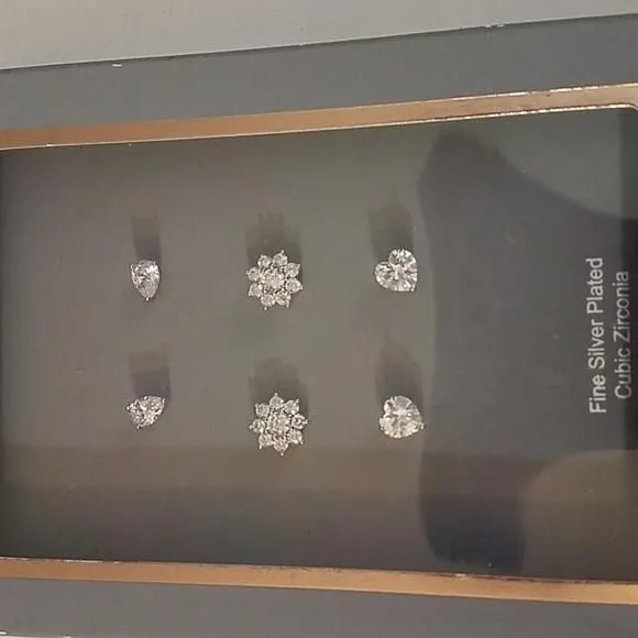 Product image for Set of 3 cubic zirconia earrings nib