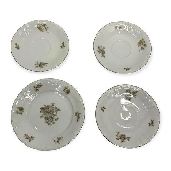Product image for Winterling Bavaria Empress Platinum Trim Porcelain Bread & Butter Demitasse Set
