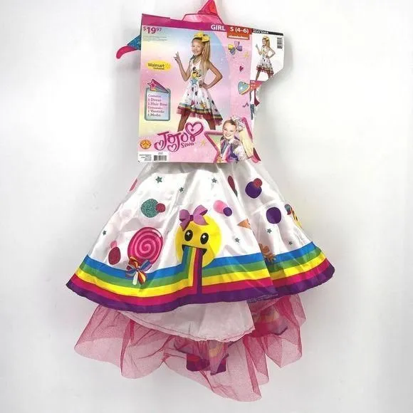 Product image for JoJo Siwa Nickelodeon Emoji Rainbow Halloween Costume Girls Size Small 4-6