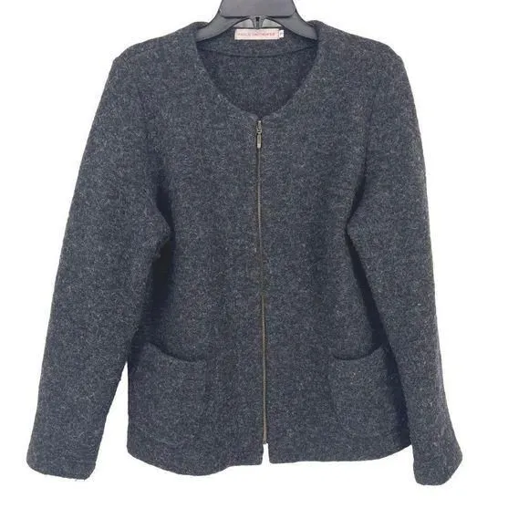 Product image for Marlies Mithoefer Zip Front Wool Cardigan Sweater Womens Size 44 Large Gray