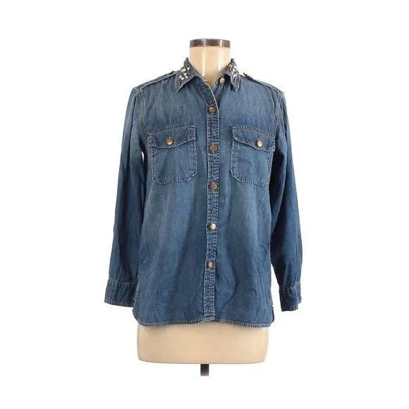 Product image for Current Elliott Denim Chambray Studded Shirt