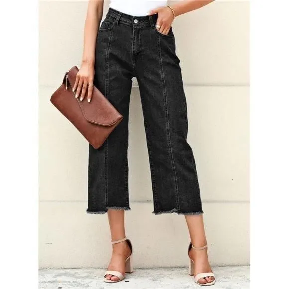 Product image for Wide Leg Jeans Straight Leg Denim Pants for Women