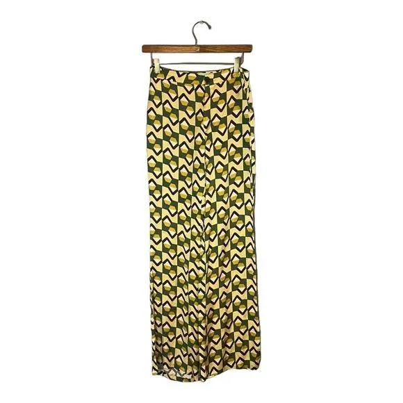 Product image for ZARA The Safia Pant Multicolored Geometric Printed Flared Leg Pants Size Small