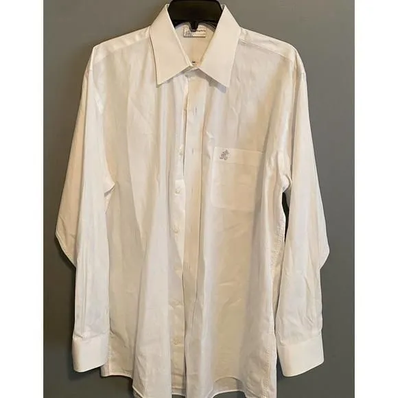 Product image for WALT DISNEY WORLD White Single Needle Tailoring 100% Cotton Dress Shirt MENS Med