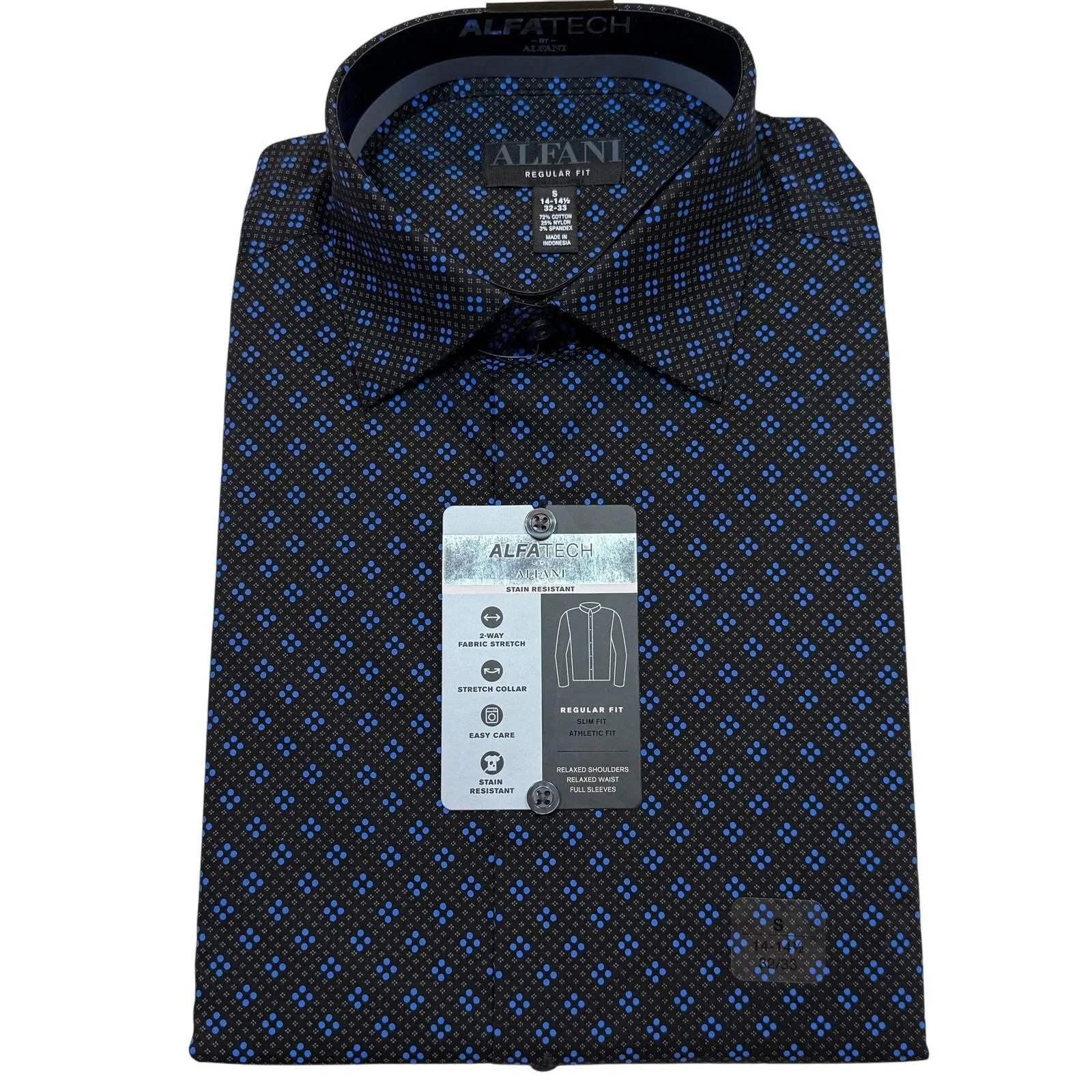 alfani regular fit dress shirt Alfani Mens Regular fit Dress Shirt Large 16-16.5 32-33 Black Solid