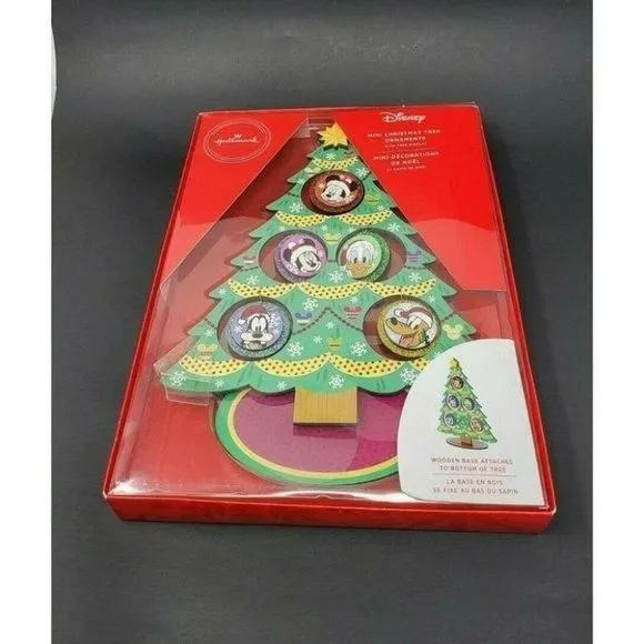 Product image for Hallmark Disney Wooden 5 Ornament  Set With Mini Christmas Tree Display