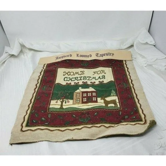 Product image for Jacquard Loomed Tapestry "Home For Christmas" Pillows Framing Wall 18" x 16"