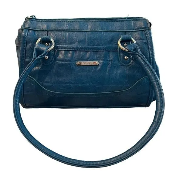 Product image for KOLTOV blue handbag shoulder bag leather purse with pockets zipper closure