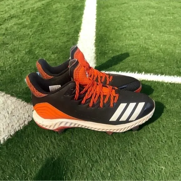 Product image for Adidas Mens Black/White/Collegiate Orange Baseball Cleats Size 7 active shoes