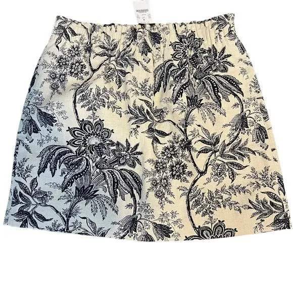 Product image for J Crew Cotton Linen Blend Floral Skirt Elastic Ruffled Waist Band Classic Summer