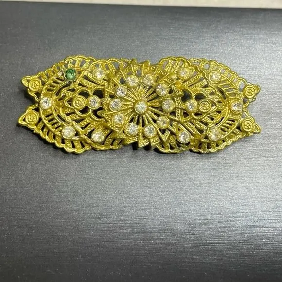Product image for Gold Tone Rhinestone Brooch Large Pot Metal Marked LN 25 Little Nemo 1925.