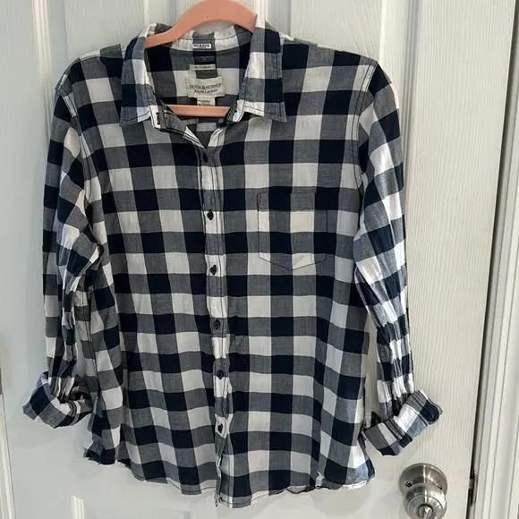 Product image for Denim & Supply vtg Ralph Lauren Tomboy blue white plaid button front shirt sz XL