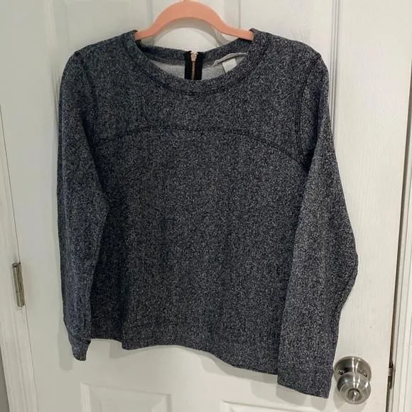 Product image for H&M Gray Sweater Rose Gold Back Zip Marled Knit Zipper Detail Size M