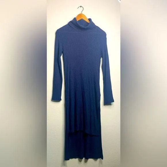 Product image for Splendid Sweater Tunic Turtleneck Hi Low Small Navy