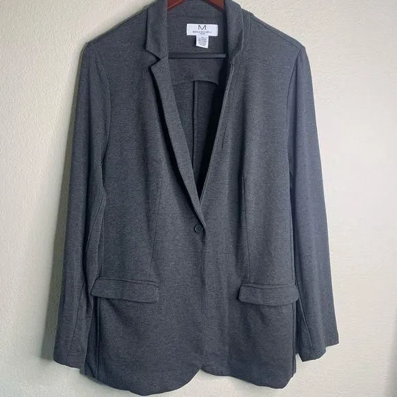 Product image for Magaschoni Women's Gray Button-Front Long-Sleeve Blazer Jacket Size 1X