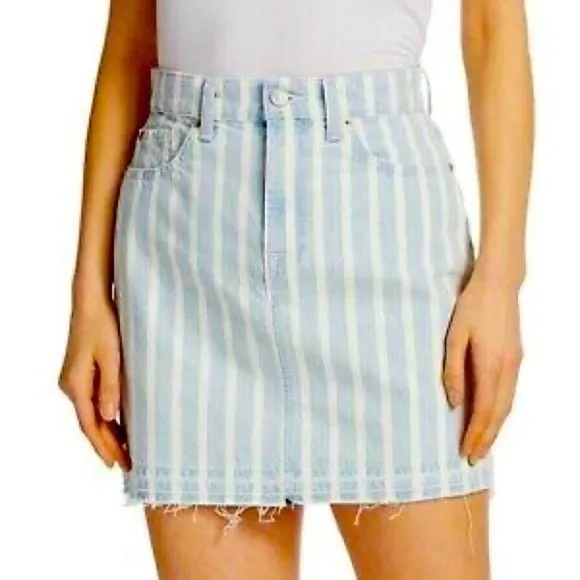 Product image for 7 for all Mankind Striped Denim Skirt Size 28