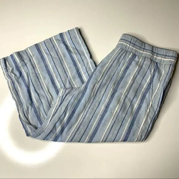 Product image for Cloth & Stone | Striped Wide-Leg Capri Linen Pants 
Size Small