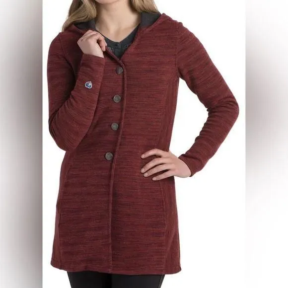 Product image for Kuhl Isla Long Hooded Cardigan Wool Blend Size Small