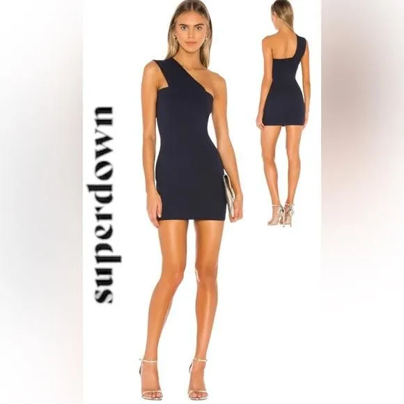 Product image for NWT REVOLVE superdown Rockie One Shoulder Dress in Navy