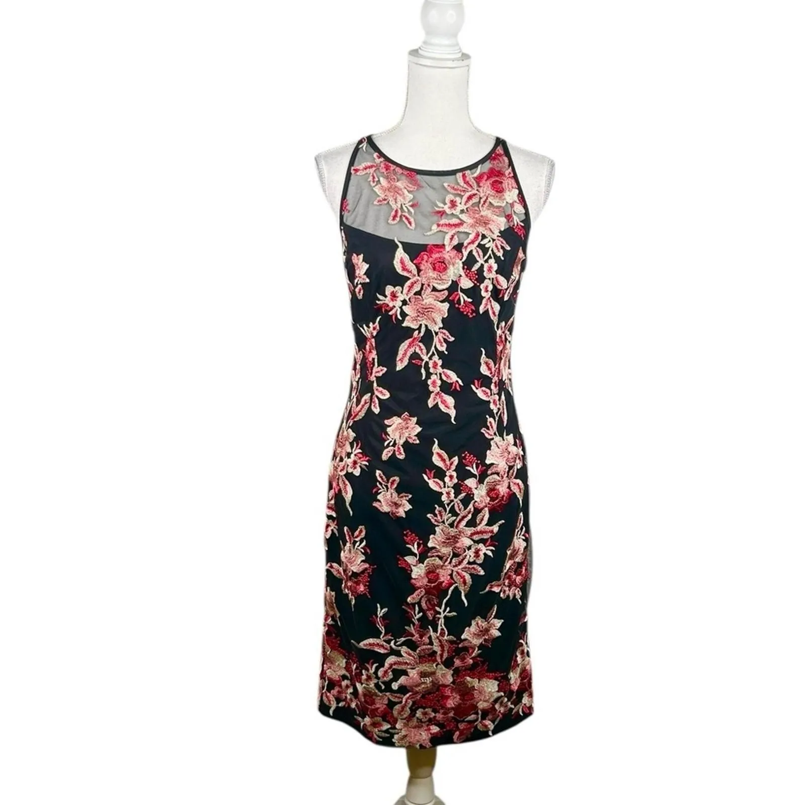white house black market embroidered dress Ava Presley 42292 Floral Print Ruffle A Line Long Formal Prom Dress – The  Dress Outlet main image 0
