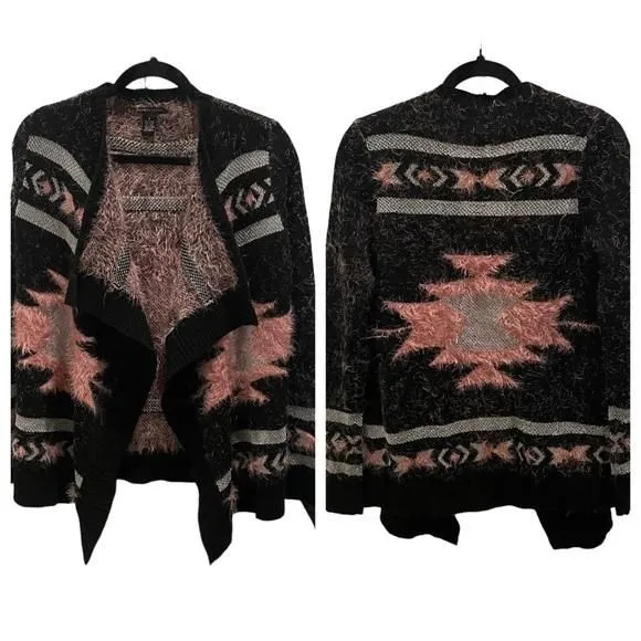 Product image for BCBG MaxAzria Waterfall Open Front Oversized Cardigan Sweater Southwestern Sz S