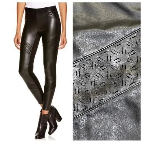 Product image for Bailey 44 Illusion Black Vegan Faux Leather Laser Cut Legging Pants Size M NWT