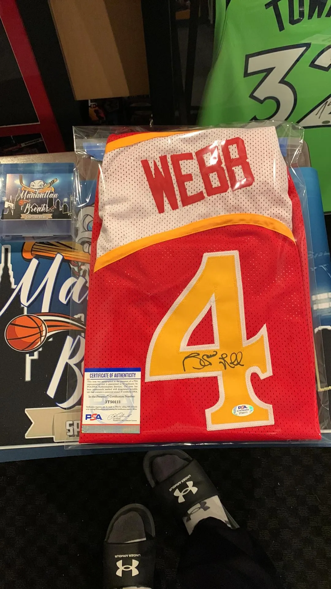 Product image for Spud Webb Signed Custom Jersey PSA COA