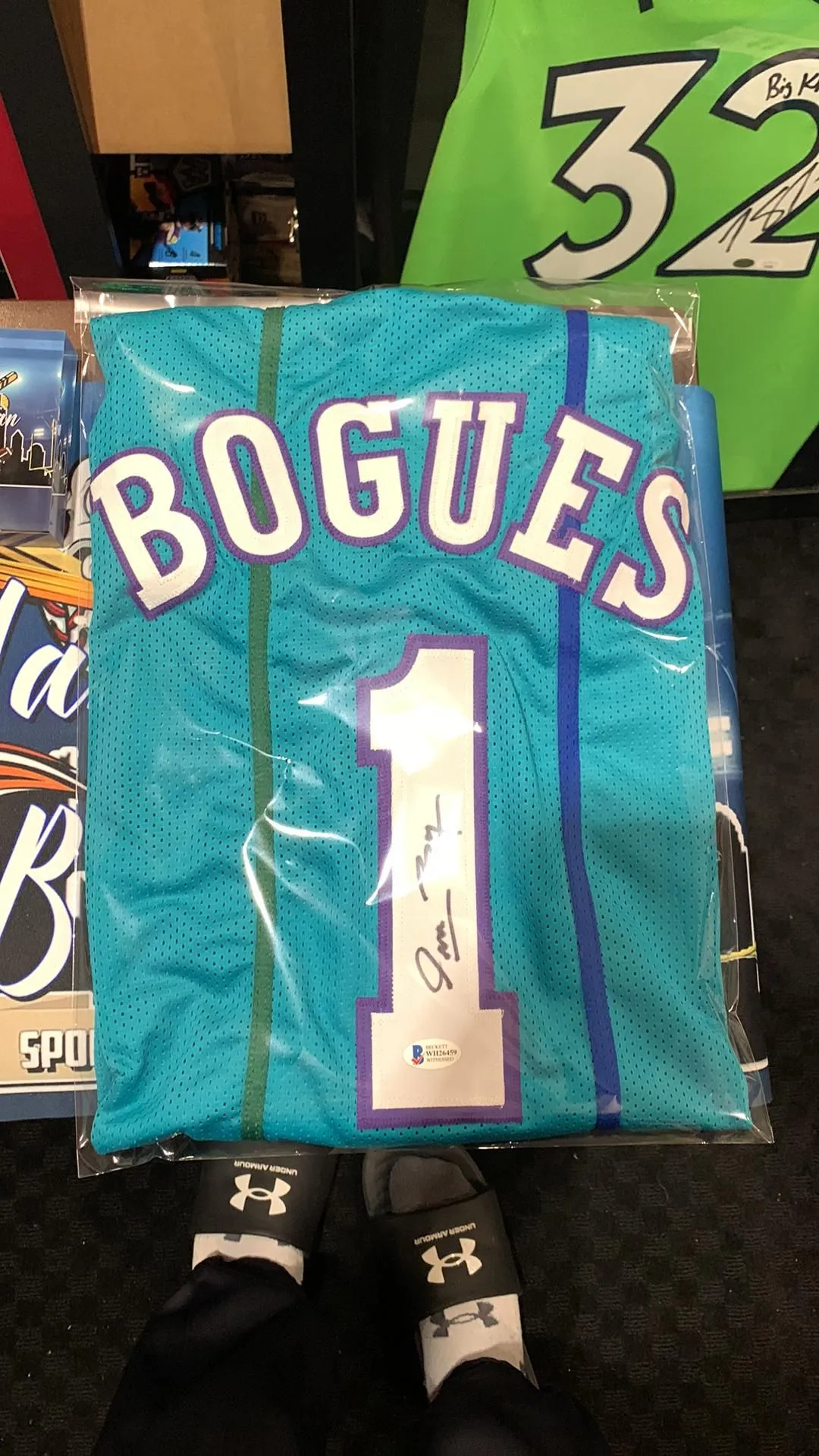 Product image for Muggsy Bogues Signed Custom Jersey Beckett COA
