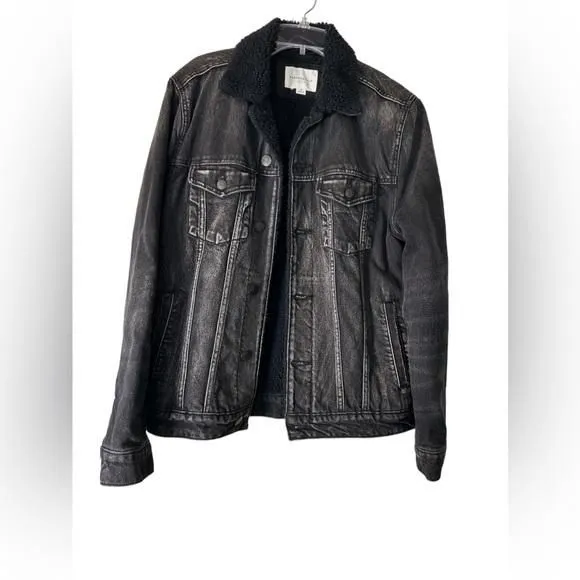 Product image for Aeropostale Black Denim Jacket Fleece Lined Jacket size M