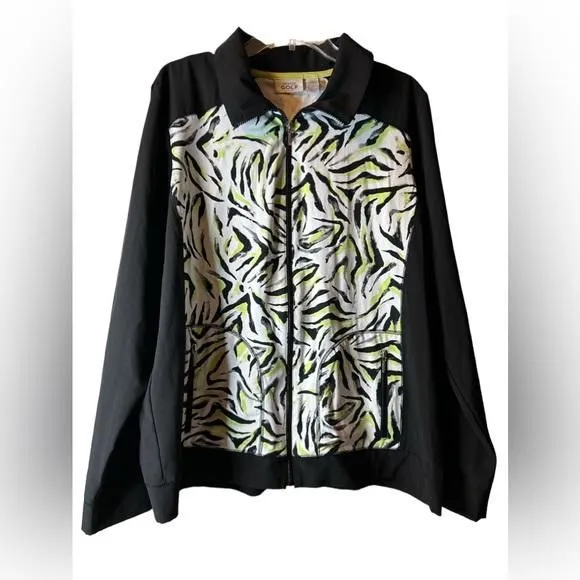 Product image for Zenergy By Chico's Full Zip Golf Jacket Zipped Pockets Women's Sz 3